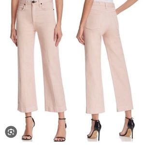 Rag & Bone Justine Wide Leg High Rise Blush Pink Jeans Womens Size 25 Ankle Crop